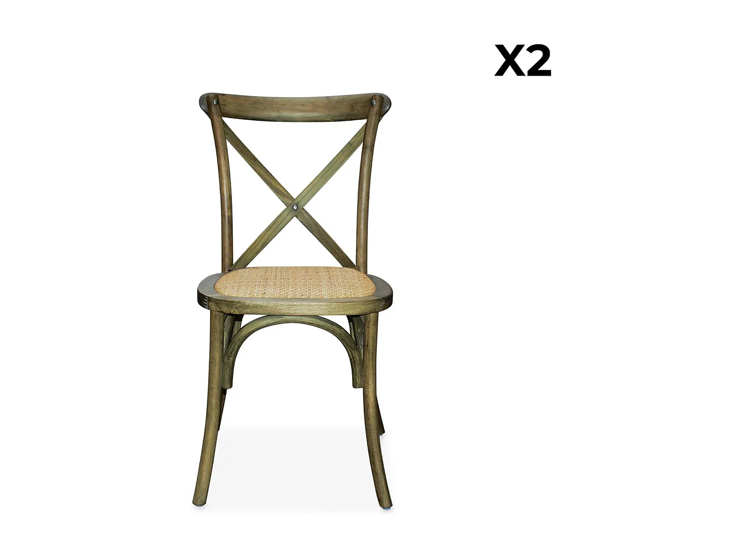 Set 2 sedie bistrò vintage in legno, marrone