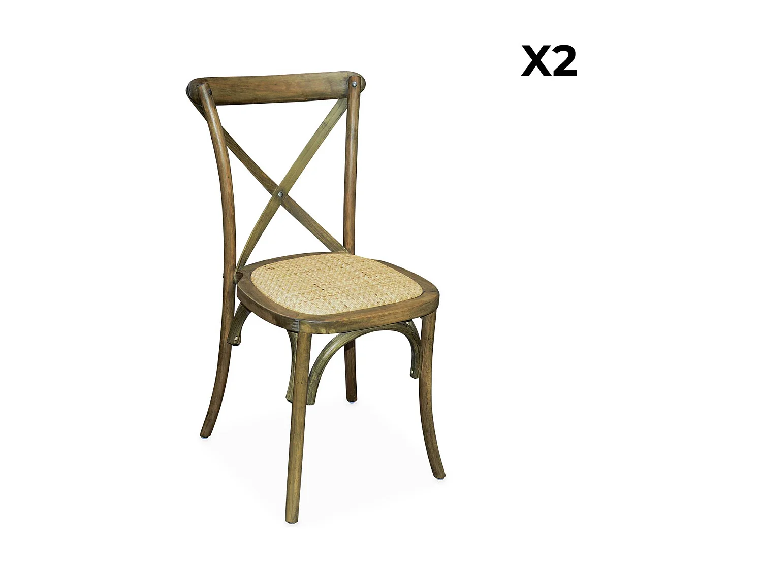 Silla de bistró vintage de madera, set de 2 marrón viejo