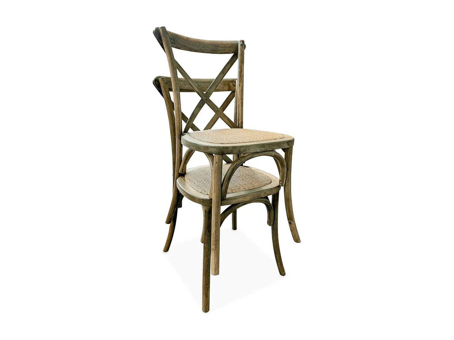 Set 2 sedie bistrò vintage in legno, marrone