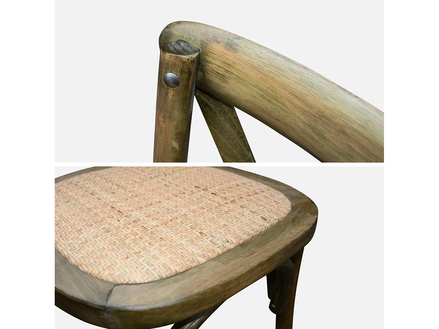 Set 2 sedie bistrò vintage in legno, marrone