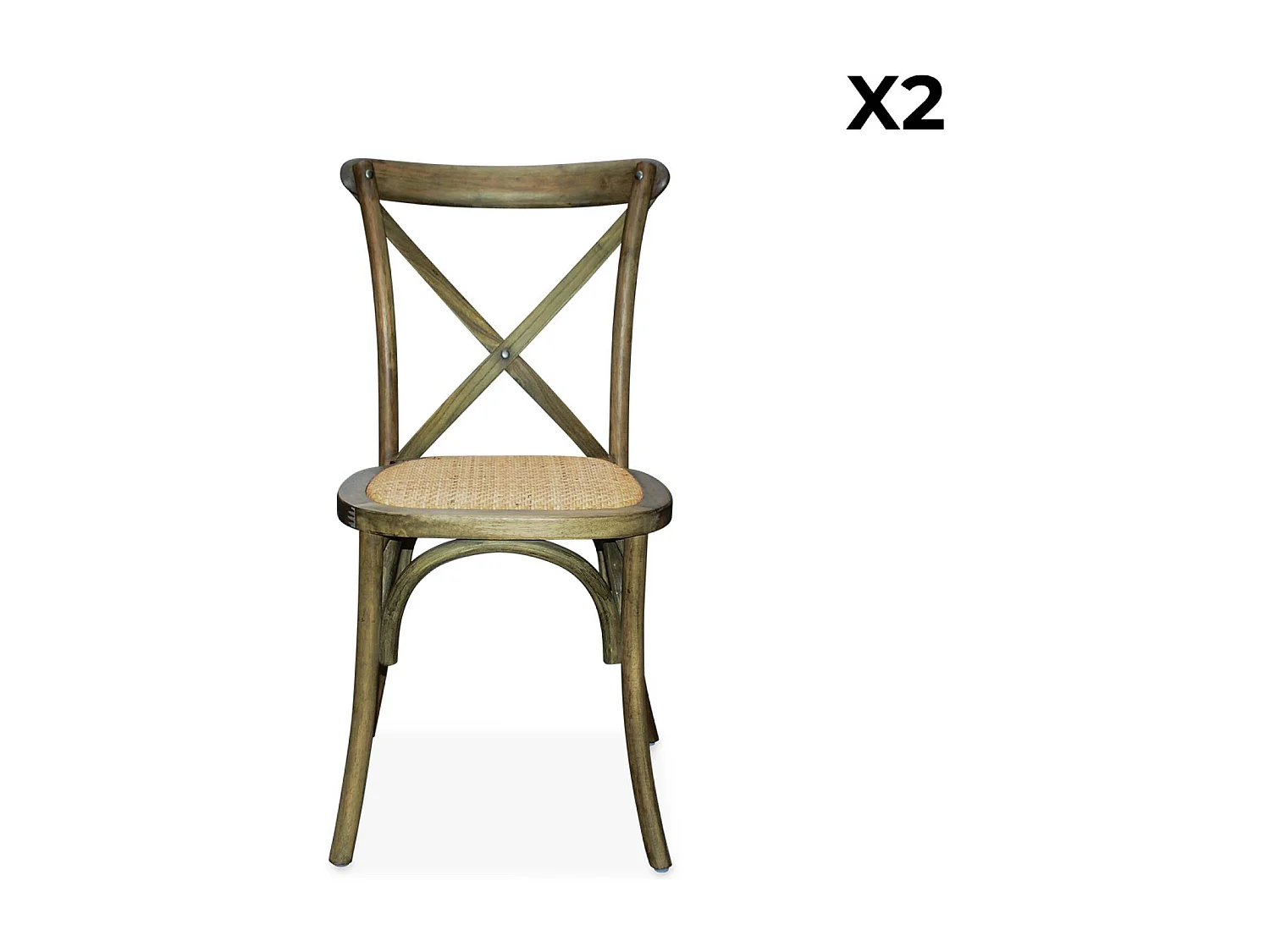 Set 2 sedie bistrò vintage in legno, marrone