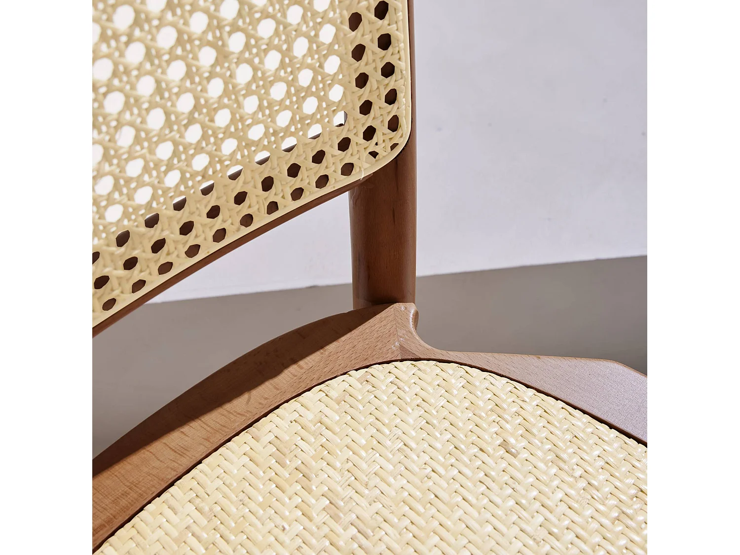 Silla efecto vintage de madera y ratán, set de 2 marrón viejo