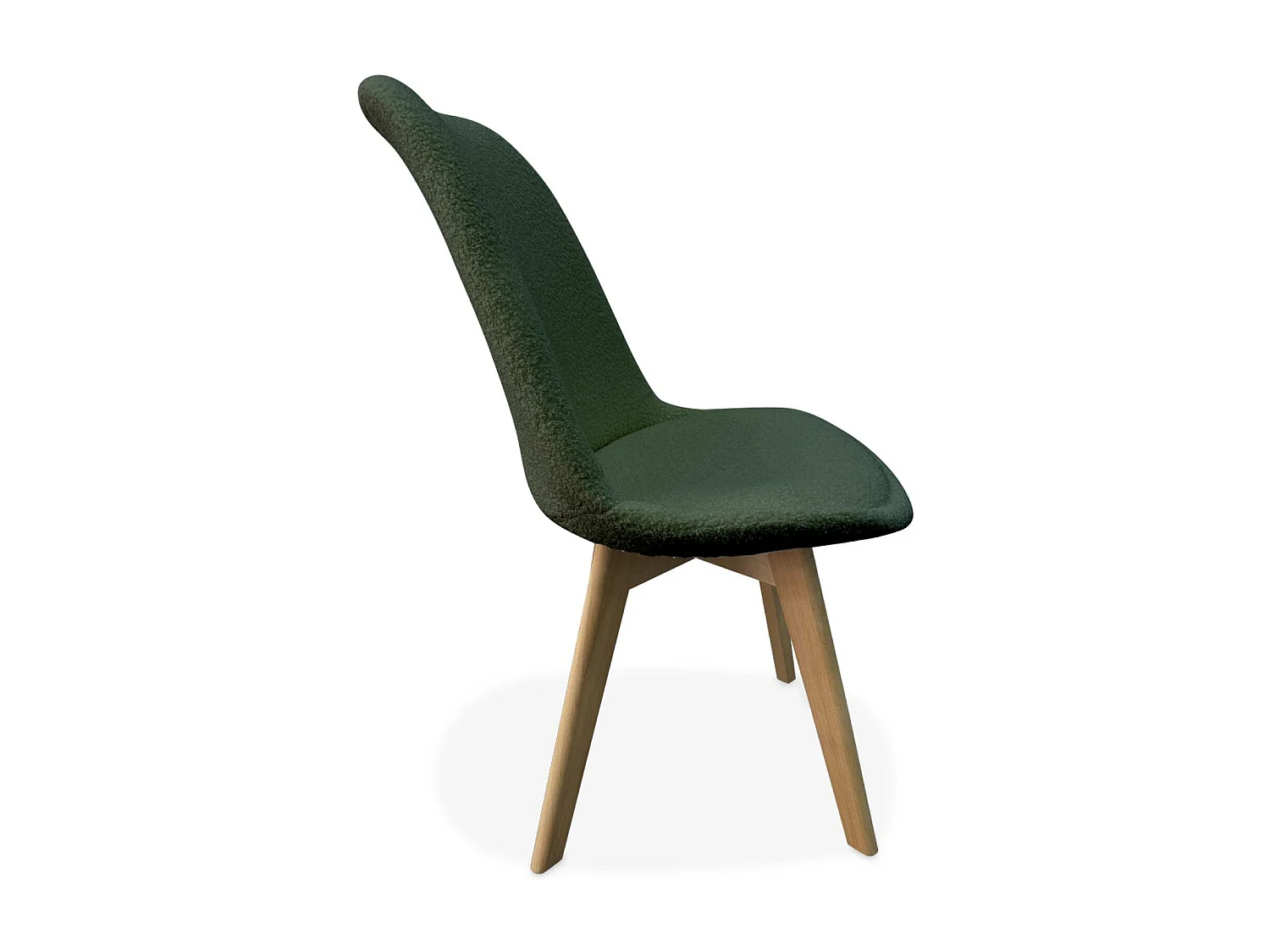 Lot de 4 chaises scandinaves NILS revêtement bouclette kaki. pieds bois de hêtre. chaise 1 place