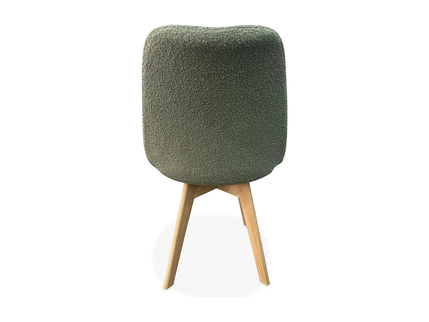 Silla escandinava de madera de haya  y borreguito, set de 4 verde