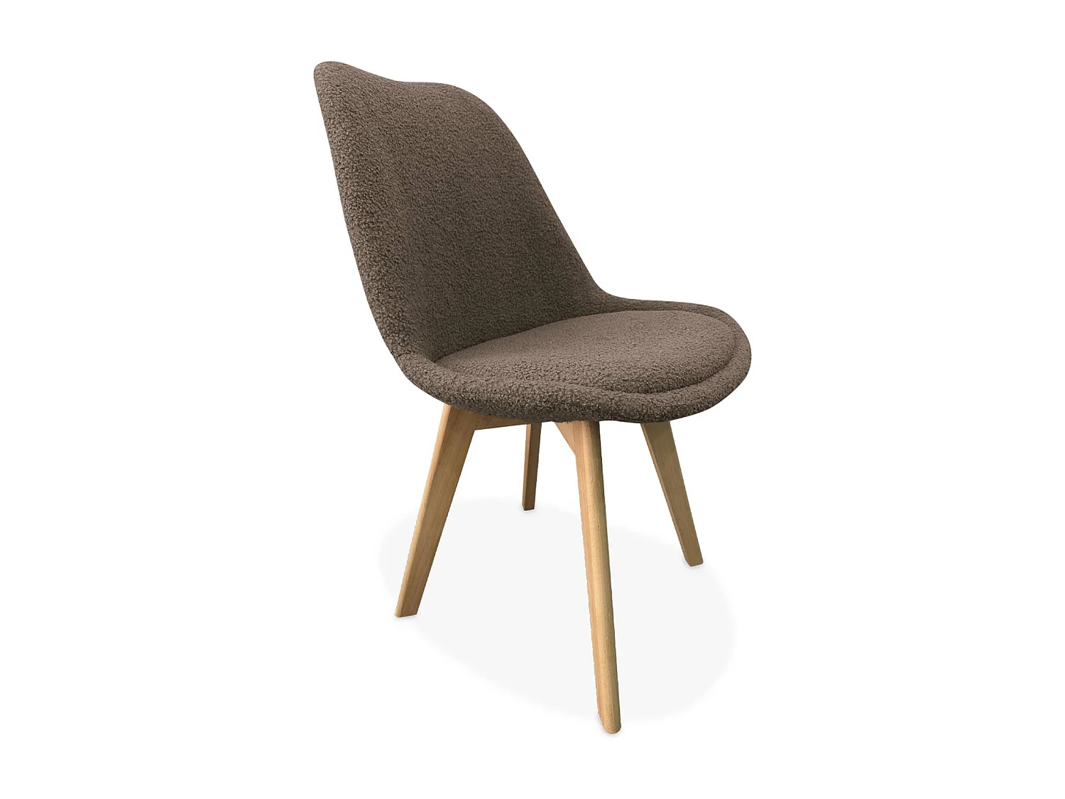 Lot de 4 chaises scandinaves NILS revêtement bouclette taupe. pieds bois de hêtre. chaise 1 place