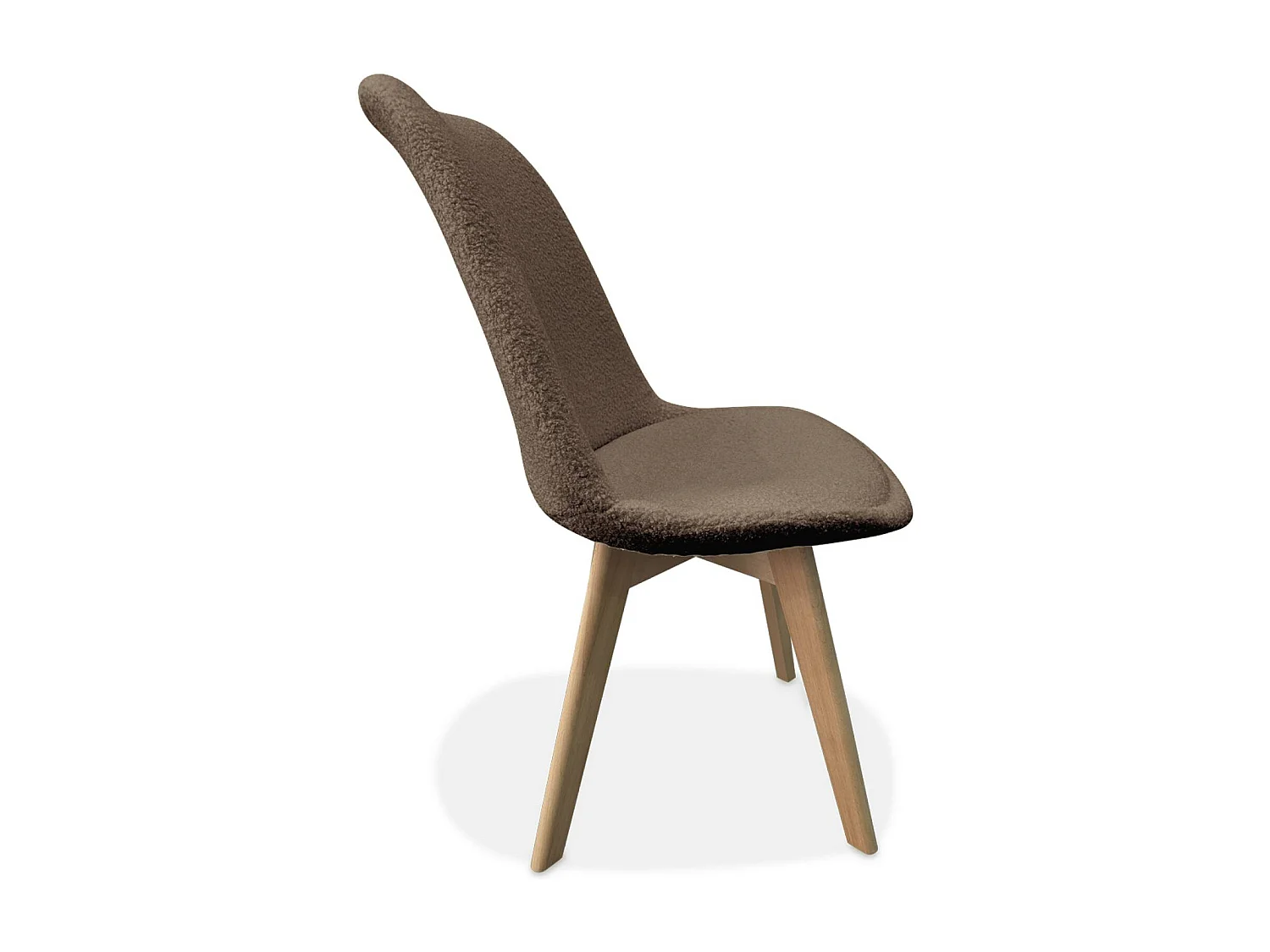 Lot de 4 chaises scandinaves NILS revêtement bouclette taupe. pieds bois de hêtre. chaise 1 place