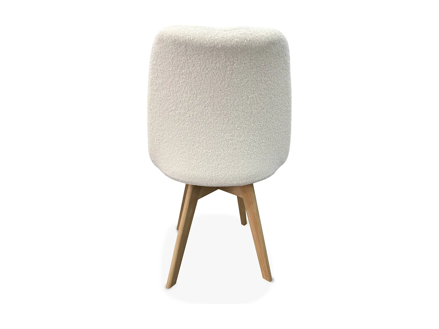 Lot de 4 chaises scandinaves NILS revêtement bouclette blanche. pieds bois de hêtre. chaise 1 place