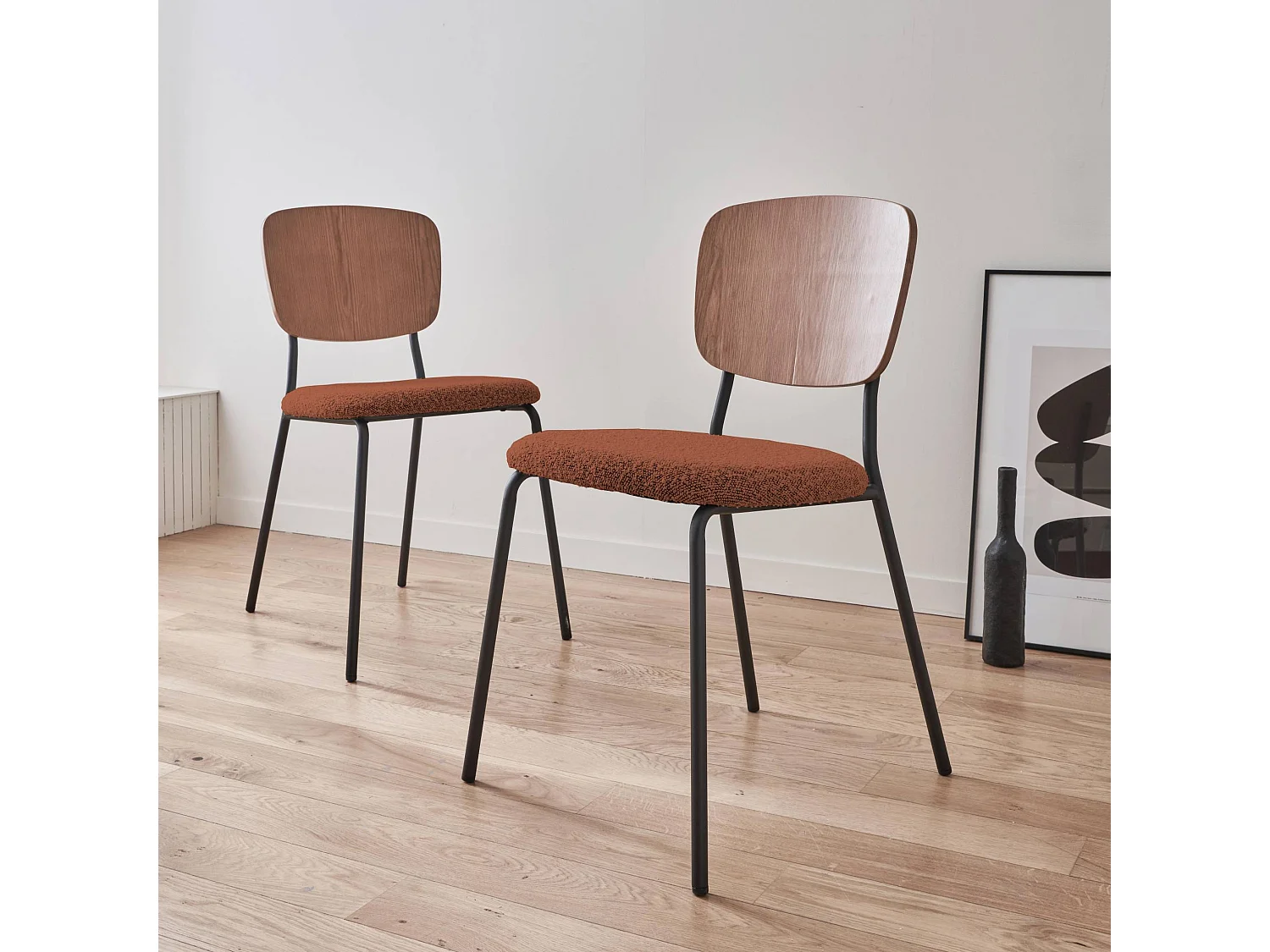 Sillas loop texturizada, set de 2 terracotta