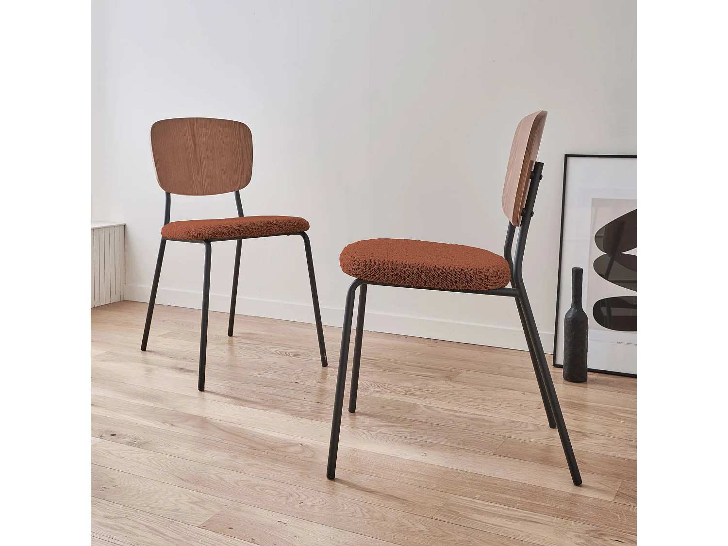 Sillas loop texturizada, set de 2 terracotta