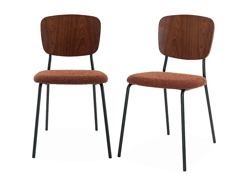 Set di 2 sedie bouclé struttura in legno con gambe in metallo,