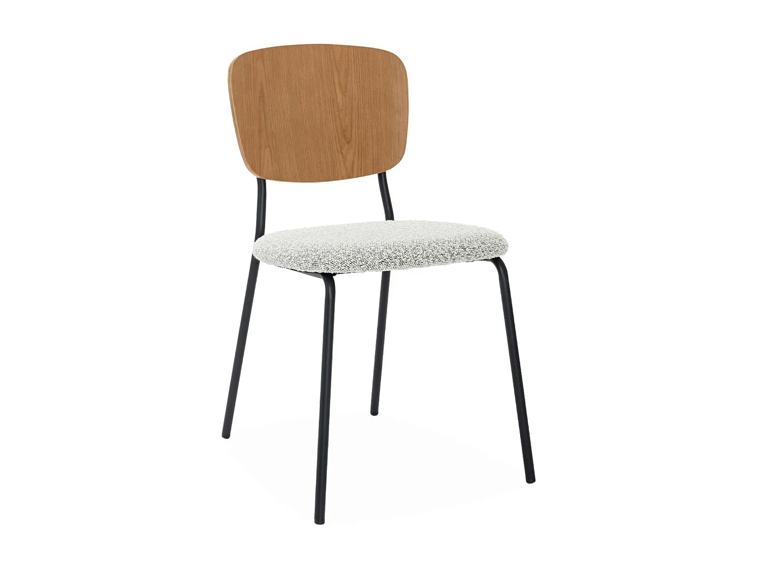 Sedie bouclé struttura in legno con gambe in metallo, set 2 , bianco