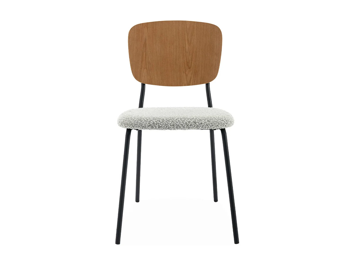 Sedie bouclé struttura in legno con gambe in metallo, set 2 , bianco