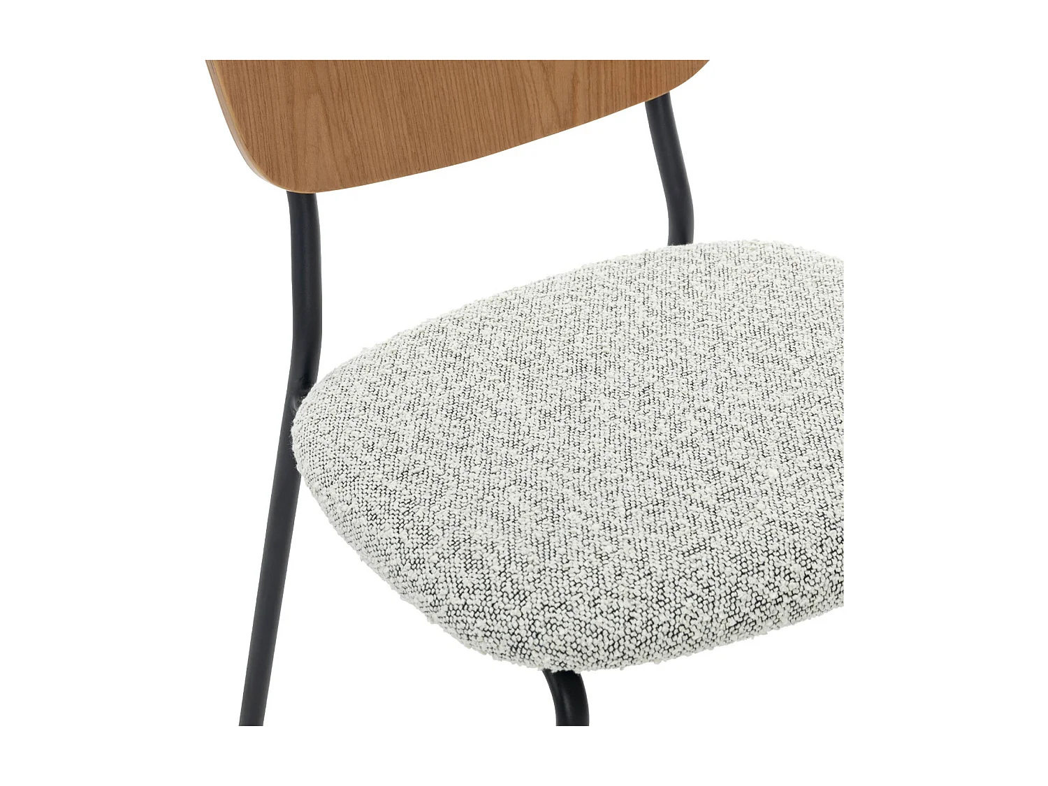 Sedie bouclé struttura in legno con gambe in metallo, set 2 , bianco