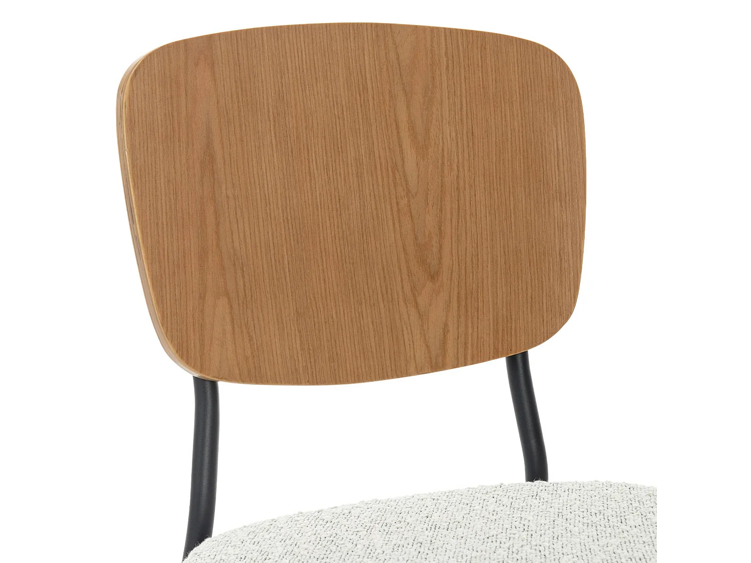 Sedie bouclé struttura in legno con gambe in metallo, set 2 , bianco