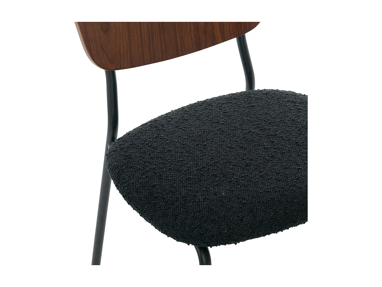 Set di 2 sedie bouclé struttura in legno con gambe in metallo, nero