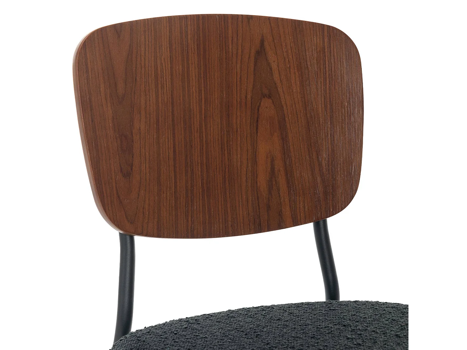 Set di 2 sedie bouclé struttura in legno con gambe in metallo, nero