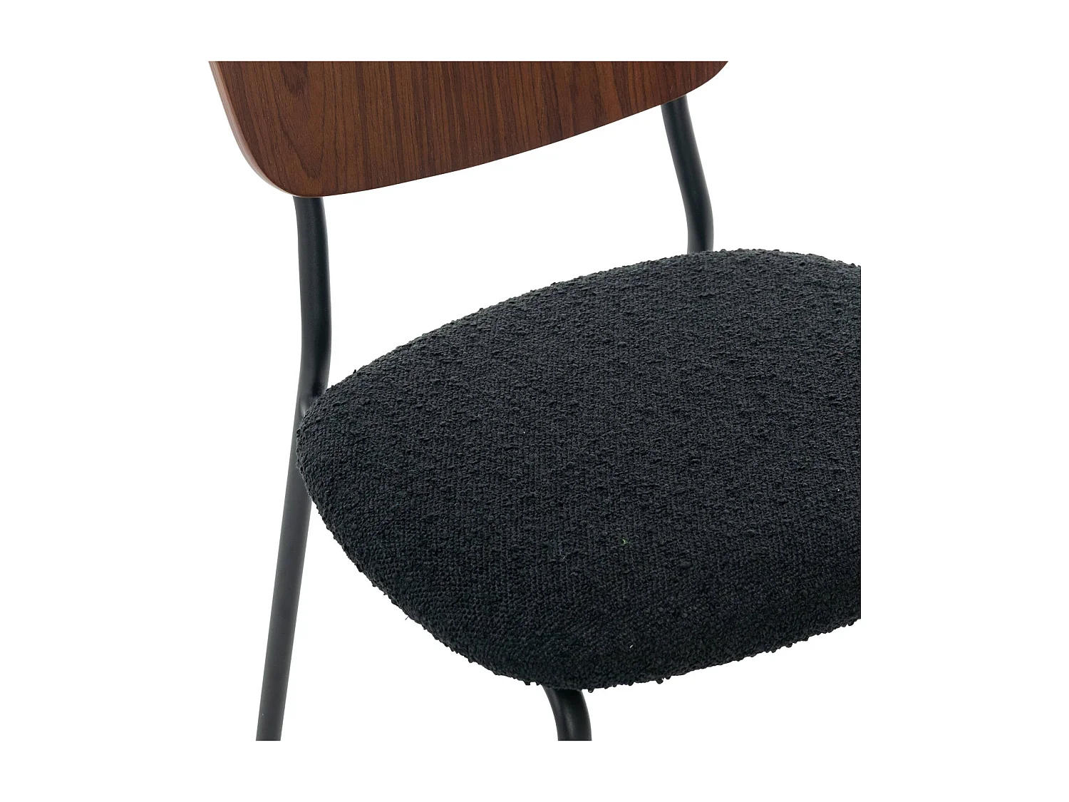 Sedie bouclé struttura in legno con gambe in metallo, set 2 , nero