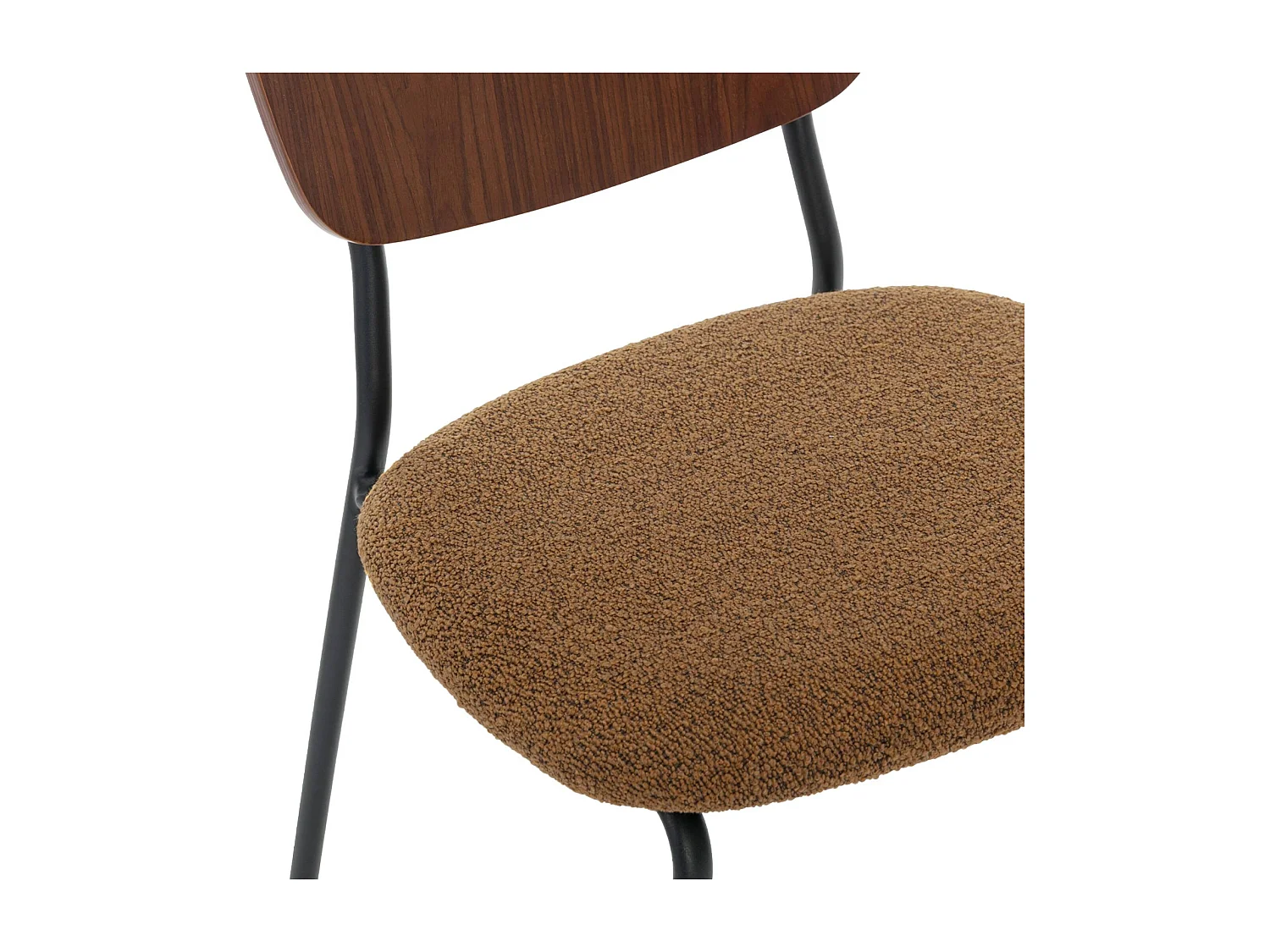 Set di 2 sedie bouclé struttura in legno con gambe in metallo,