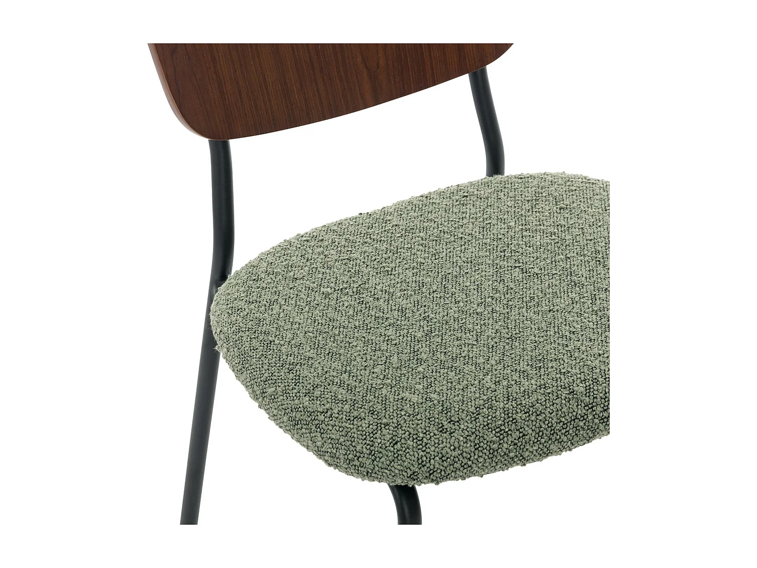 Set di 2 sedie bouclé struttura in legno con gambe in metallo, verde