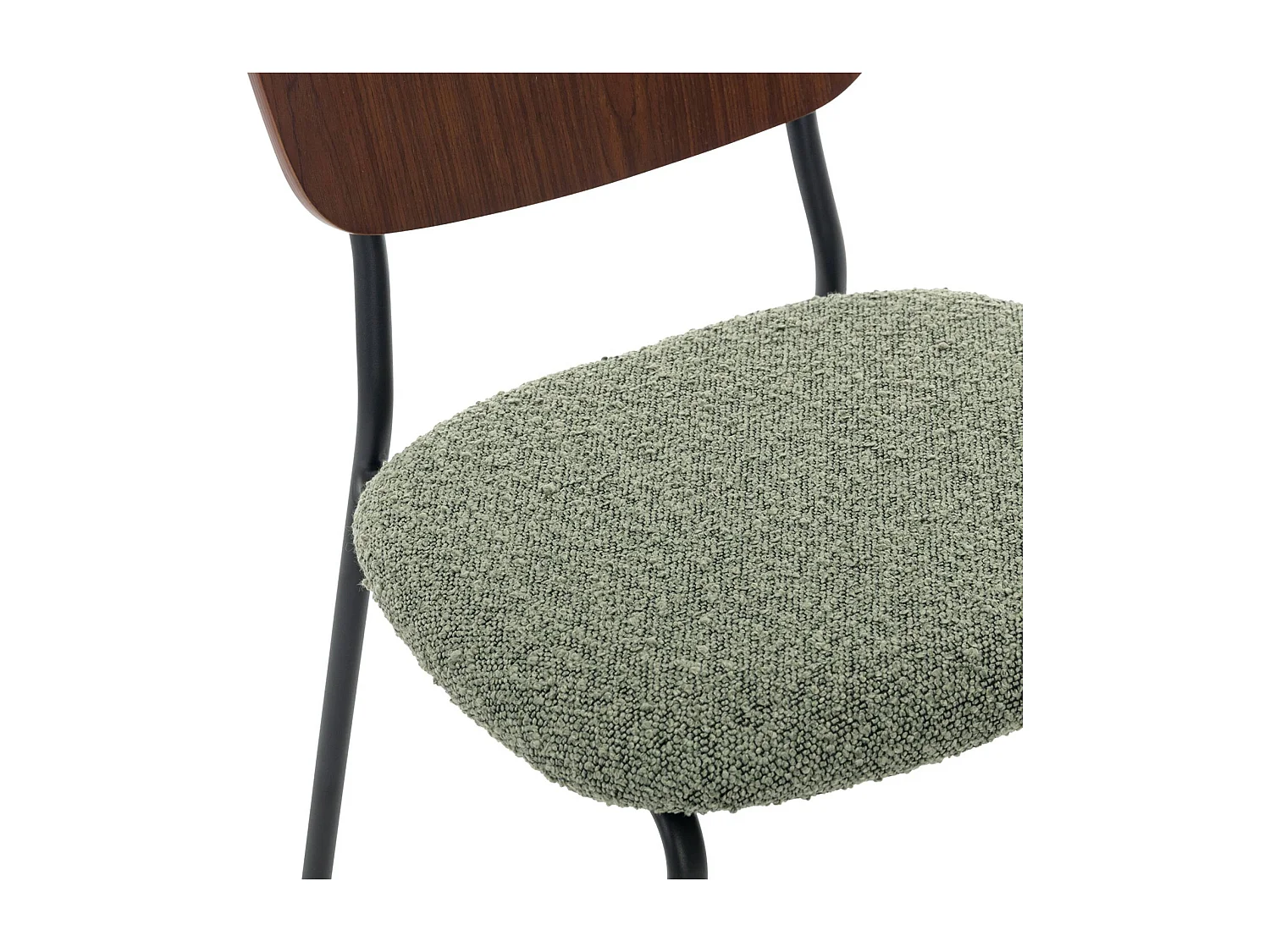 Sedie bouclé struttura in legno con gambe in metallo, set 2 , verde