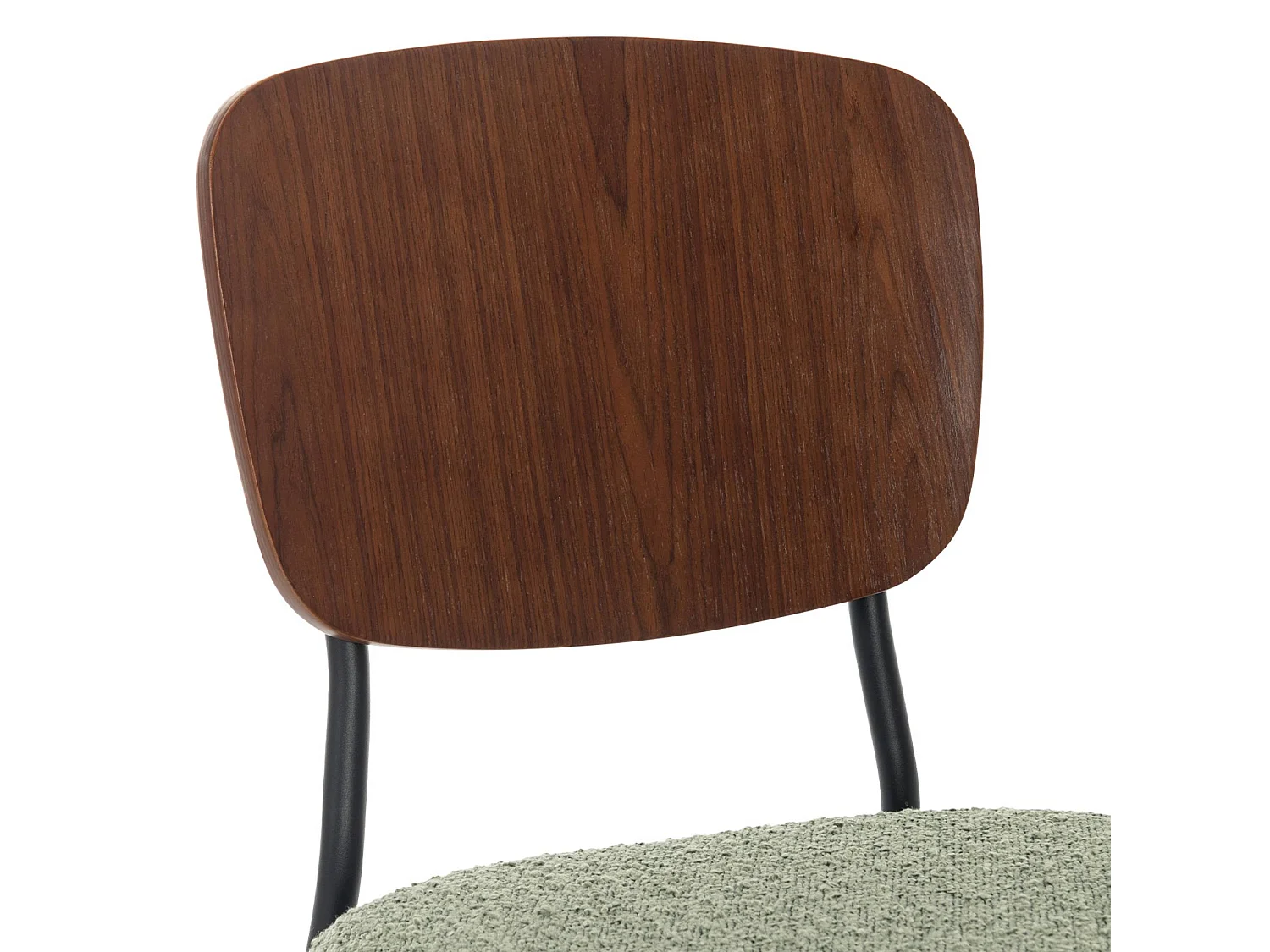 Sedie bouclé struttura in legno con gambe in metallo, set 2 , verde
