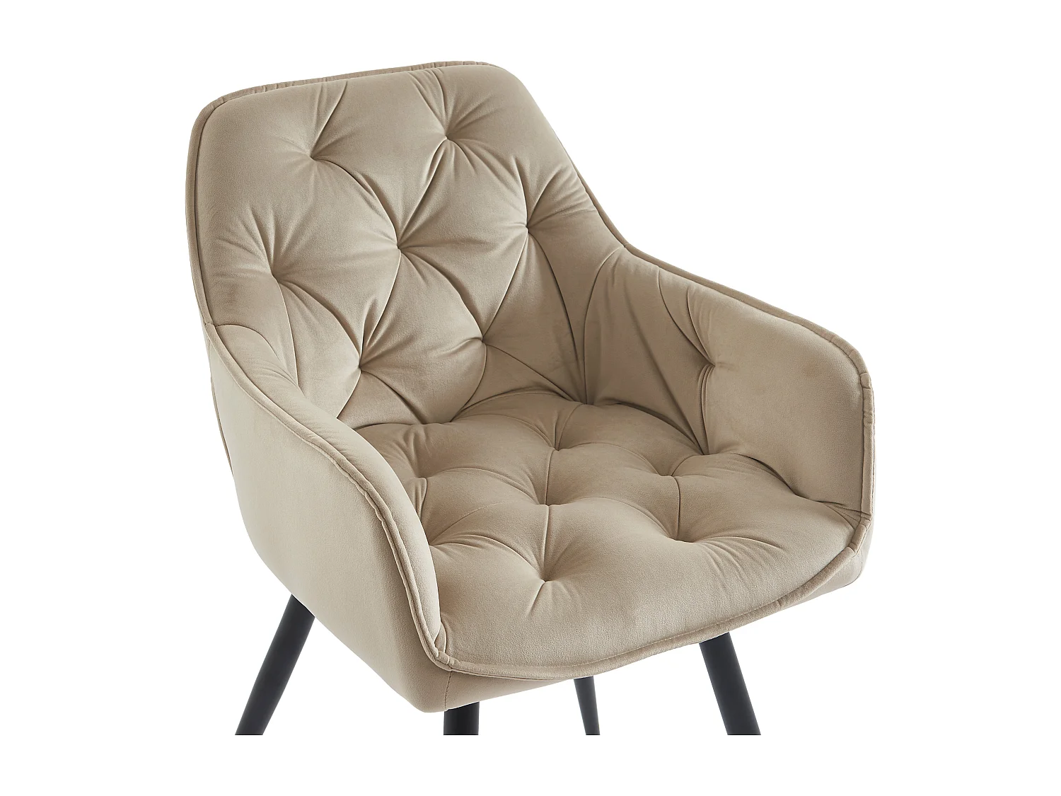 Lot de 6 chaises avec accoudoirs en velours et métal noir - Beige - MOBELIA de Pascal Morabito