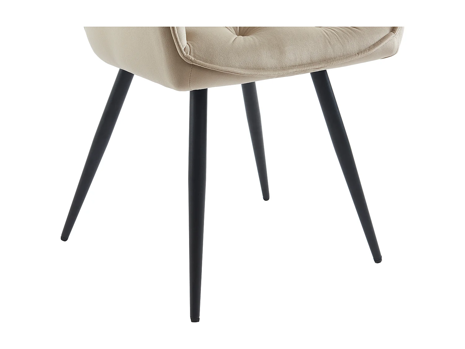 Lot de 6 chaises avec accoudoirs en velours et métal noir - Beige - MOBELIA de Pascal Morabito