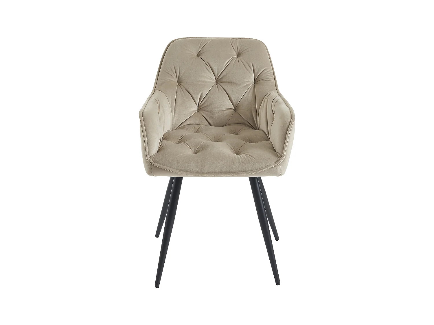 Lot de 6 chaises avec accoudoirs en velours et métal noir - Beige - MOBELIA de Pascal Morabito