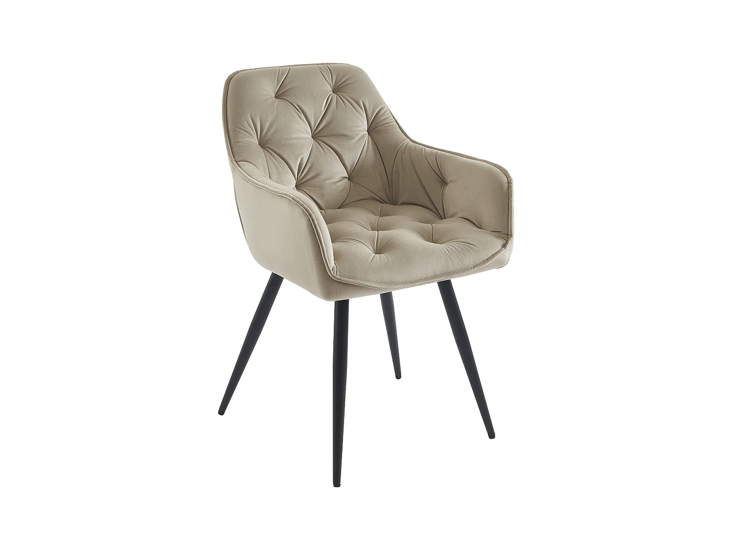 Lot de 6 chaises avec accoudoirs en velours et métal noir - Beige - MOBELIA de Pascal Morabito