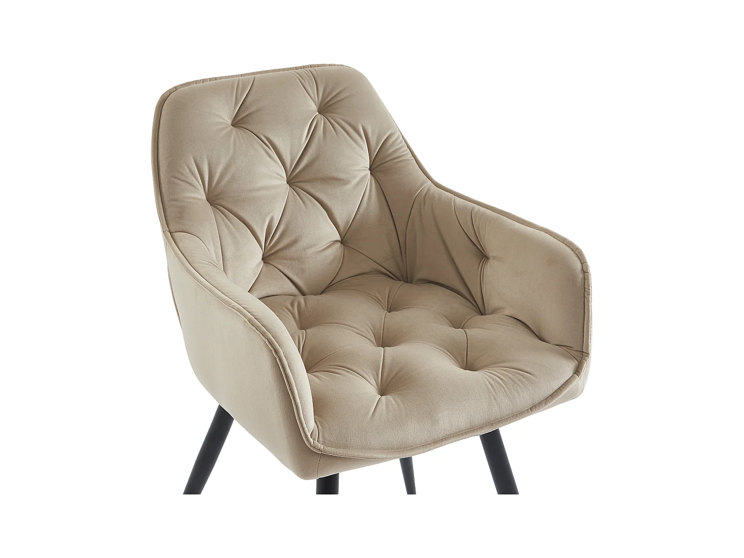 Lot de 6 chaises avec accoudoirs en velours et métal noir - Beige - MOBELIA de Pascal Morabito