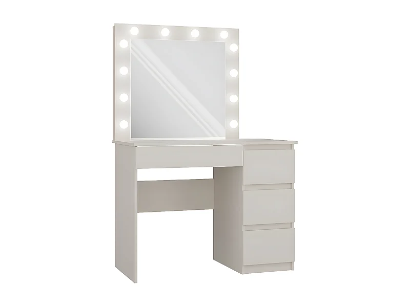CAROL - Comodino con specchio + illuminazione LED - 4 cassetti - 98x76x51cm - Ufficio