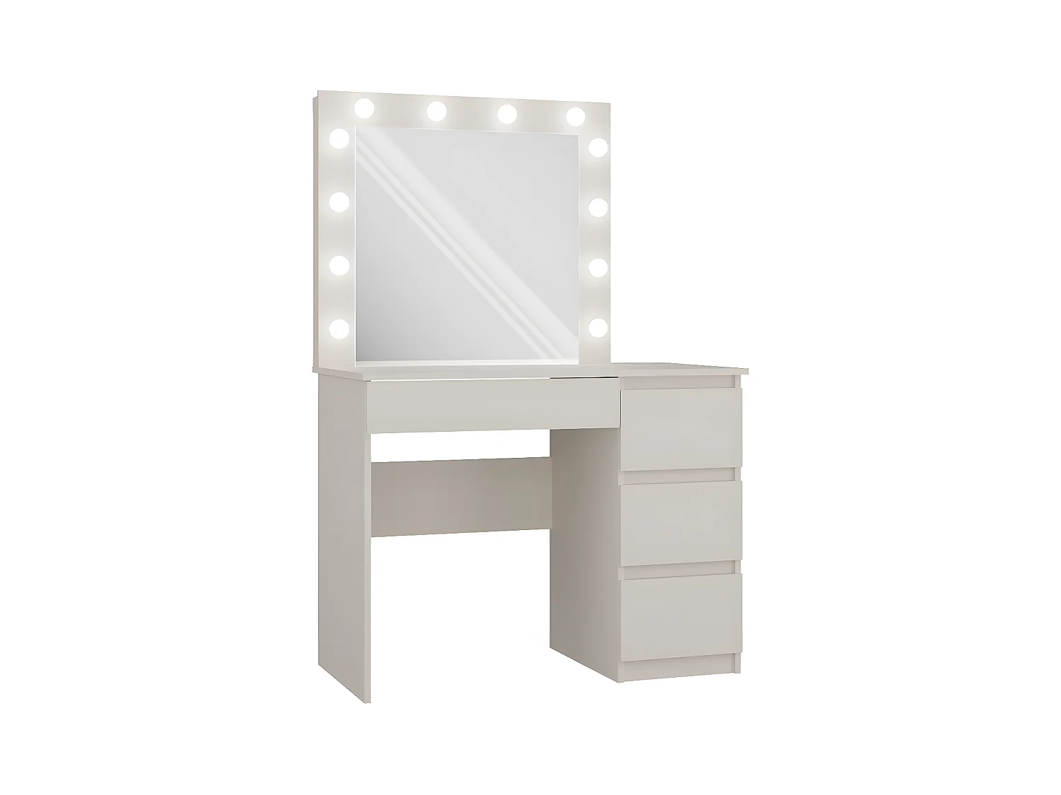 CAROL - Comodino con specchio + illuminazione LED - 4 cassetti - 98x76x51cm - Ufficio