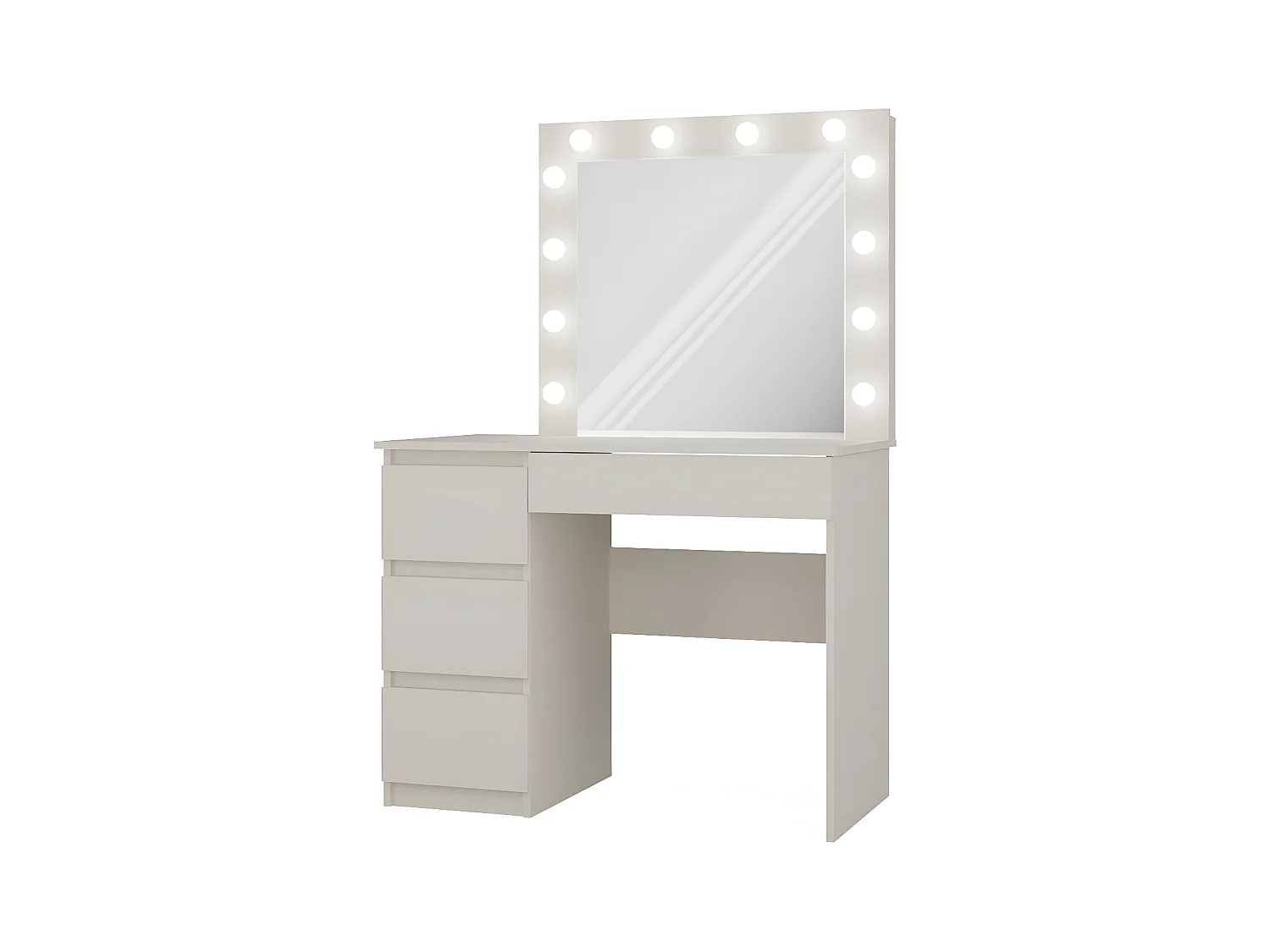 CAROL - Coiffeuse avec miroir + éclairage LED beige - 4 tiroirs - 98x76x51 cm - Bureau