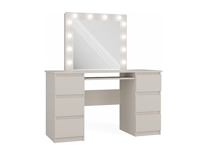 MARINA - Tocador 6 cajones con espejo e iluminación LED - Beige
