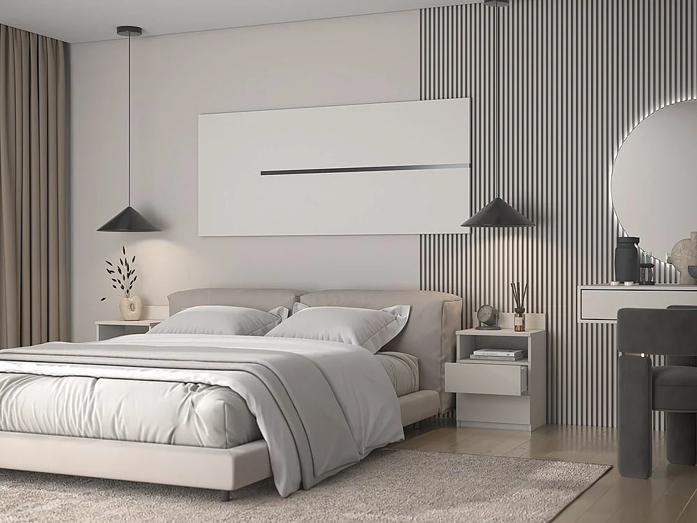 ASTER T1 - Comodino con 2 cassetti - 59x40x32 cm - Comodino - Stile scandinavo