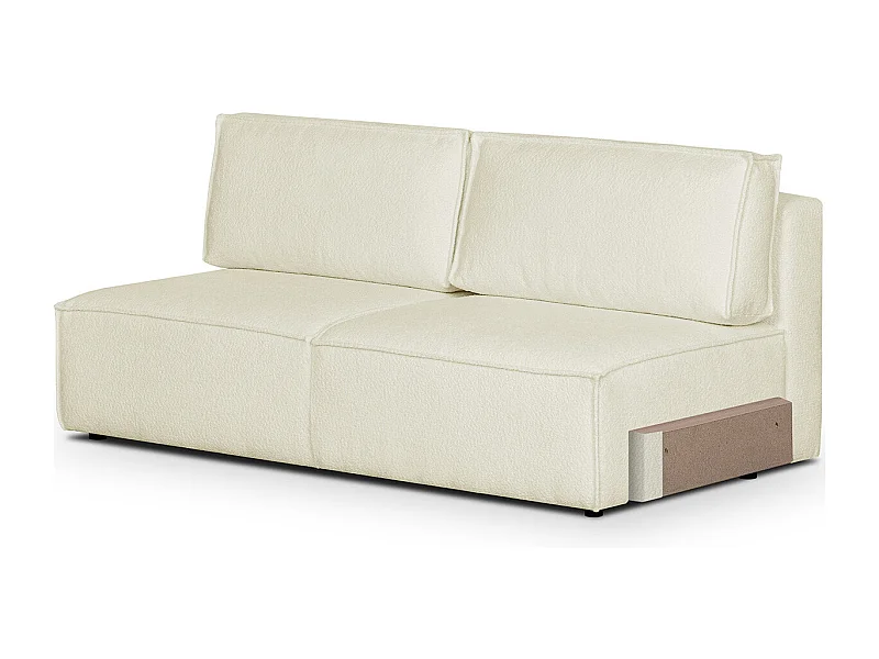 Module canapé convertible 2 places avec coffre de rangement en tissu bouclé écru - Harper Mod
