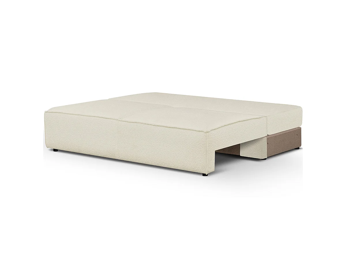 Module canapé convertible 2 places avec coffre de rangement en tissu bouclé écru - Harper Mod