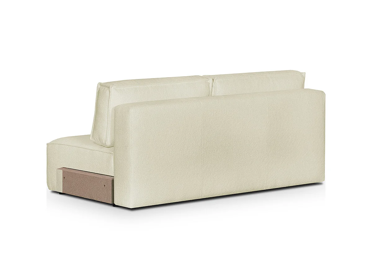 Module canapé convertible 2 places avec coffre de rangement en tissu bouclé écru - Harper Mod