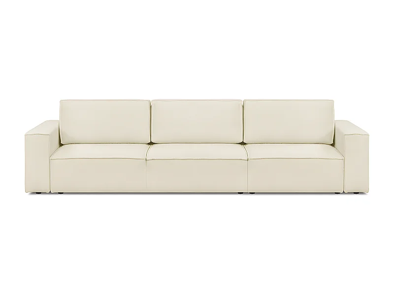 Canapé modulable convertible 5 places avec coffre de rangement en tissu bouclé écru - Harper Mod