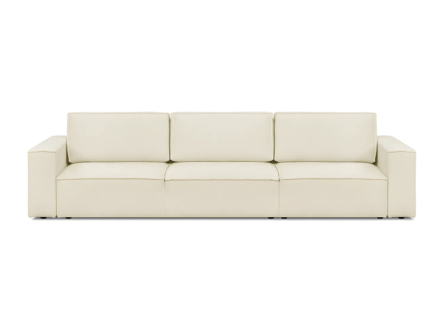 Canapé modulable convertible 5 places avec coffre de rangement en tissu bouclé écru - Harper Mod