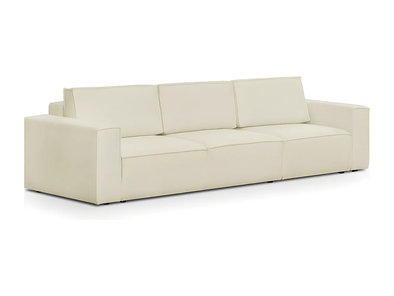 Canapé modulable convertible 5 places avec coffre de rangement en tissu bouclé écru - Harper Mod