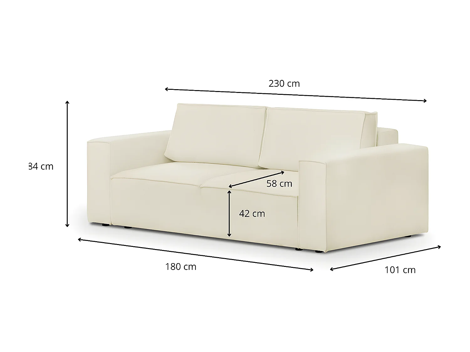 Canapé modulable 3 places en tissu bouclé écru - Harper Mod