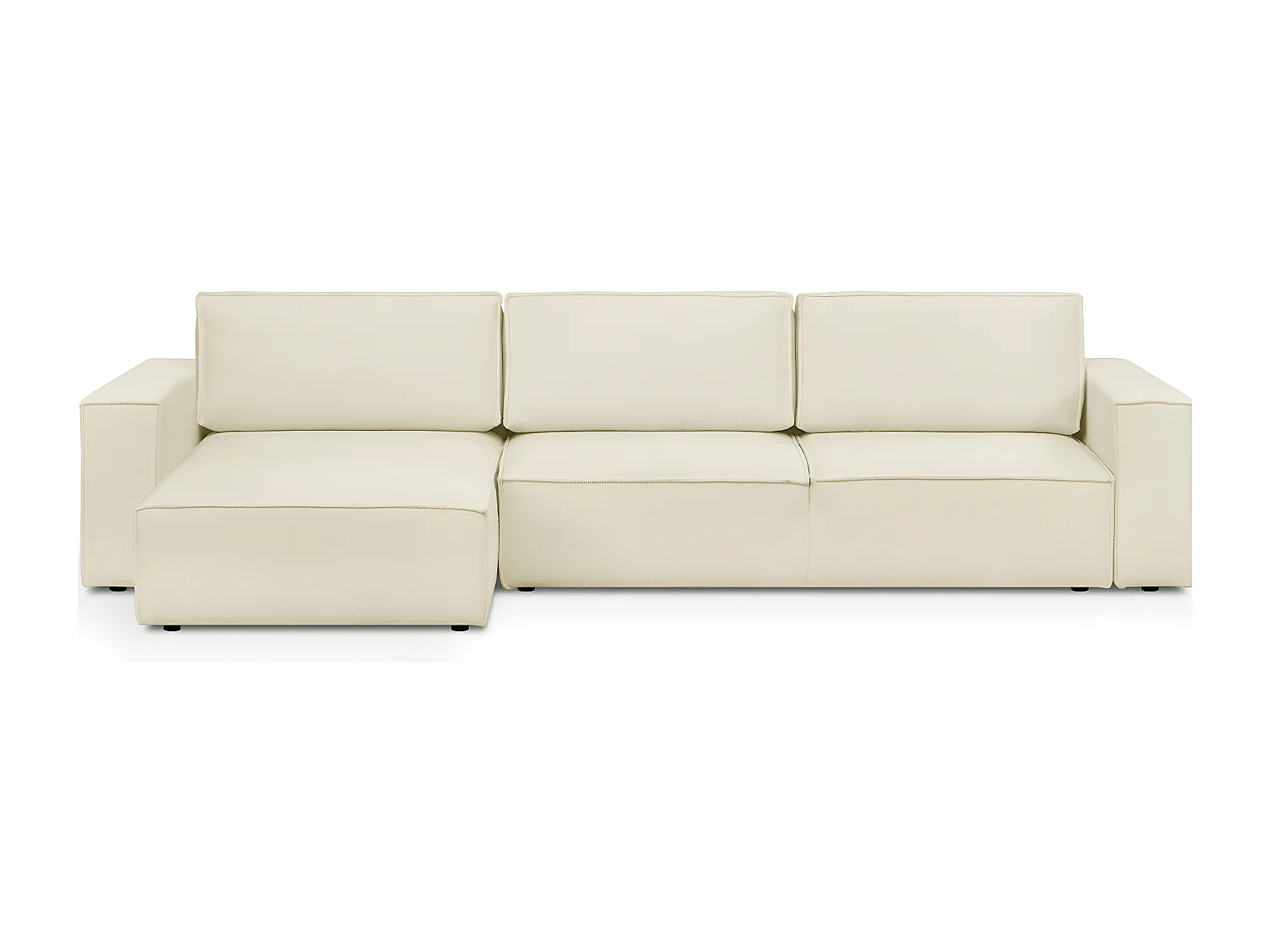 Canapé d'angle modulable réversible 5 places en tissu bouclé écru - Harper Mod