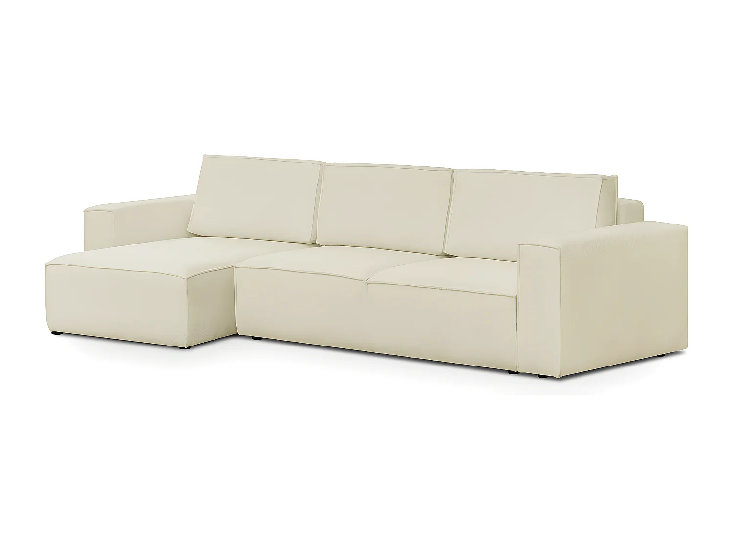 Canapé d'angle modulable réversible 5 places en tissu bouclé écru - Harper Mod