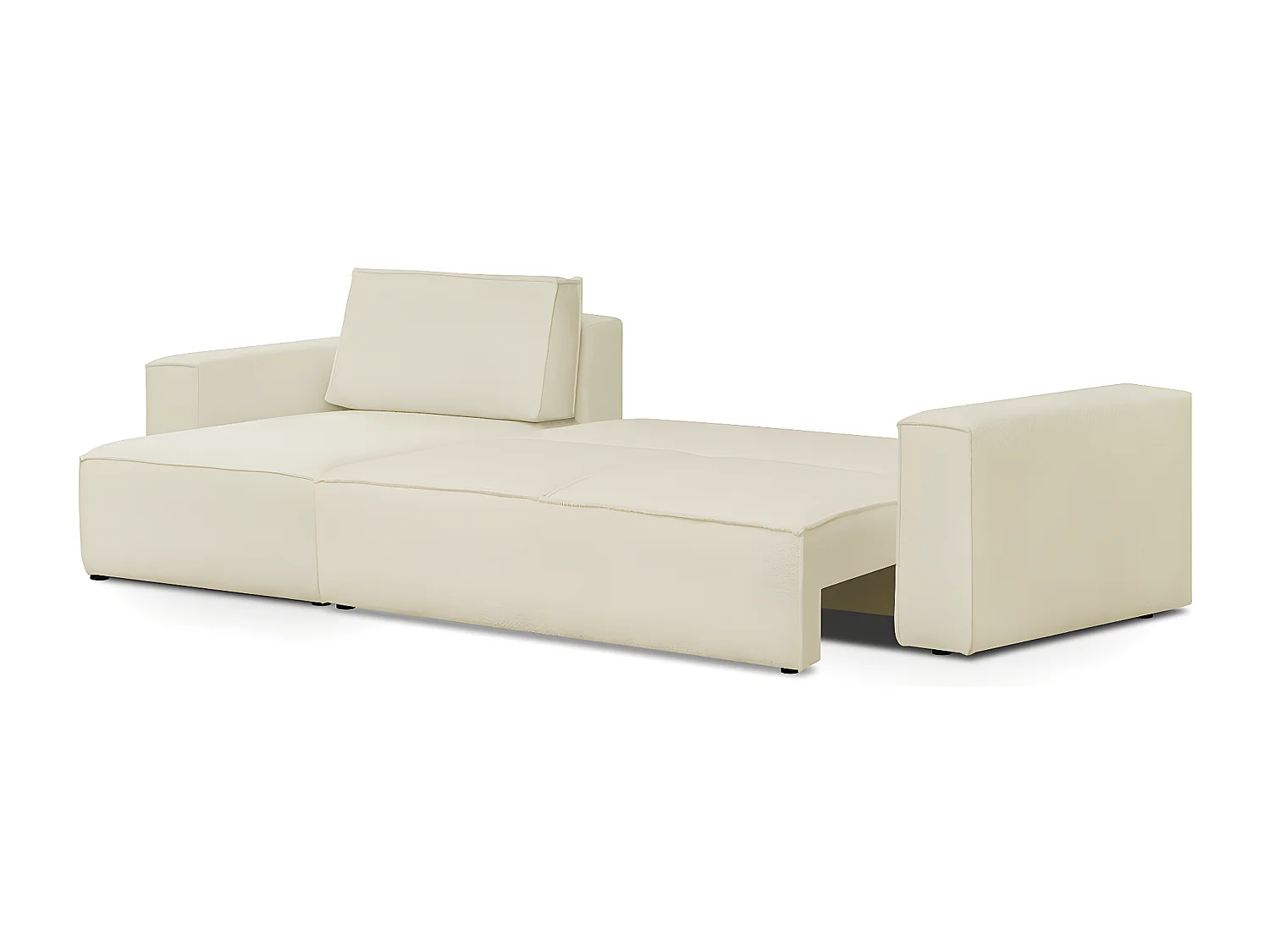 Canapé d'angle modulable réversible 5 places en tissu bouclé écru - Harper Mod