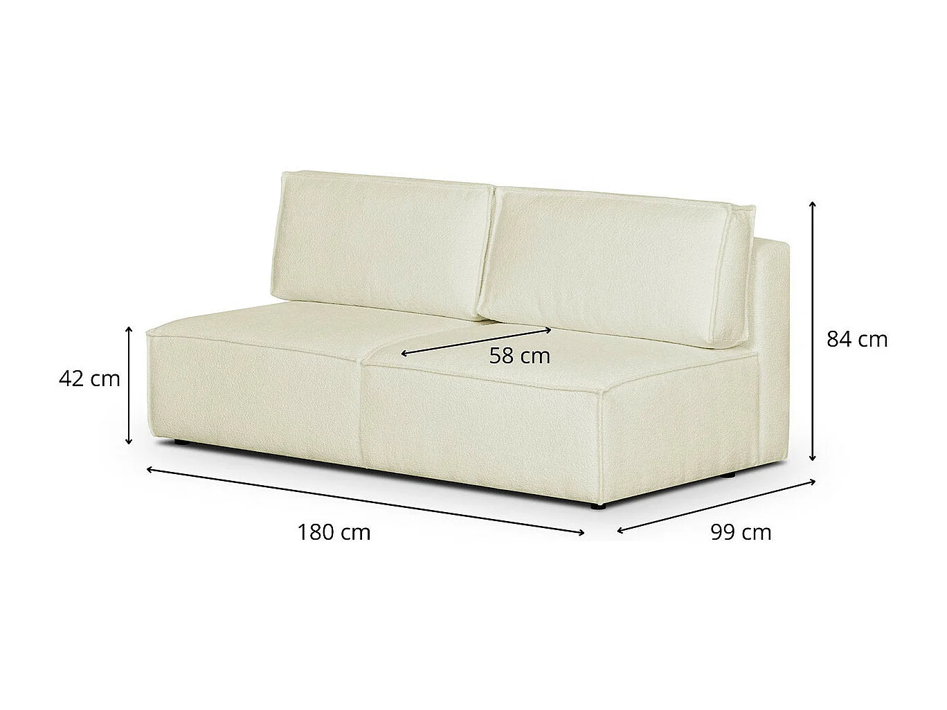 Module canapé 2 places en tissu bouclé écru - Harper Mod