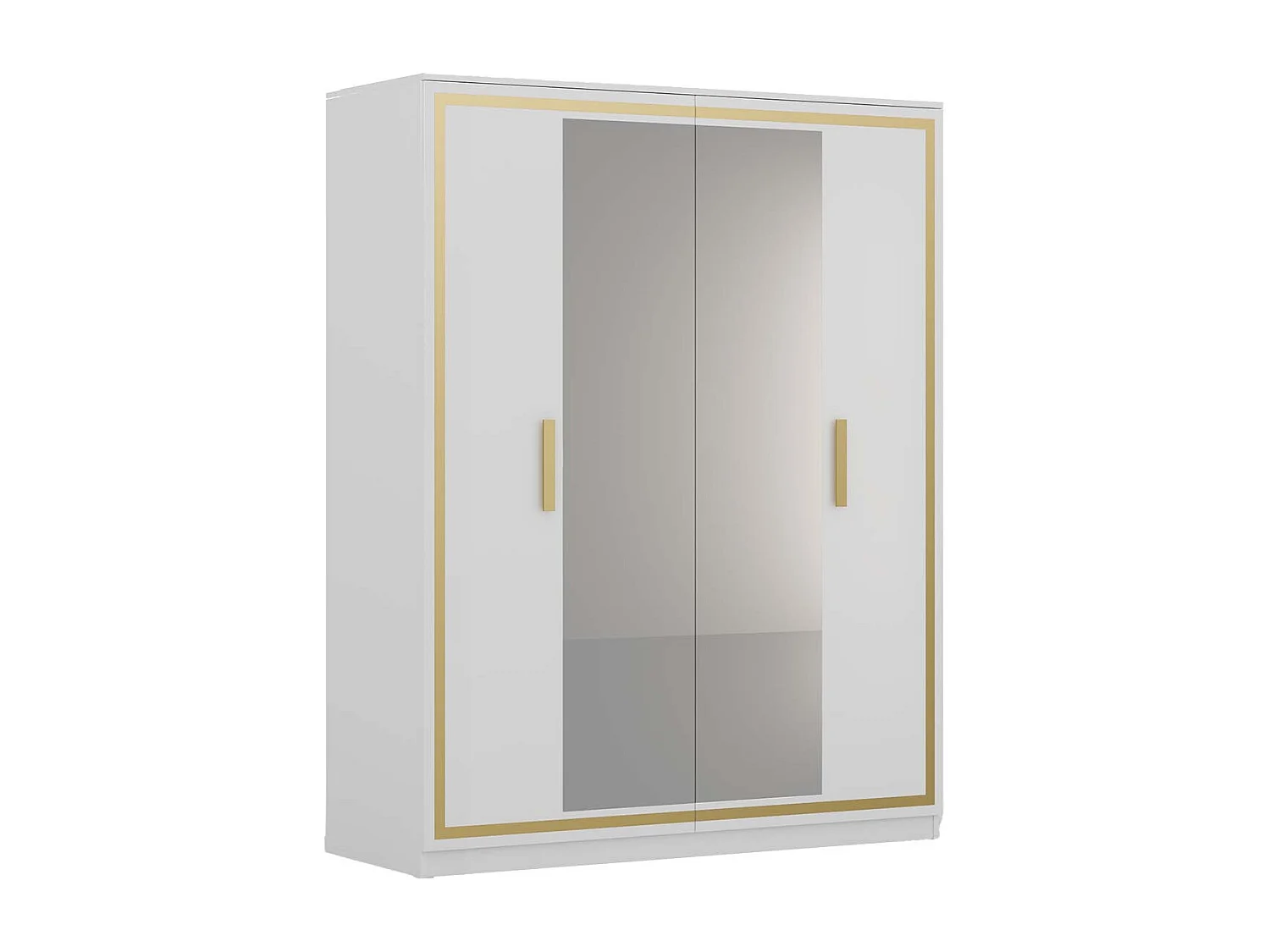 JEMMA - Chambre Complète 160x200cm Blanche et Or Tête Rembourrée avec Leds