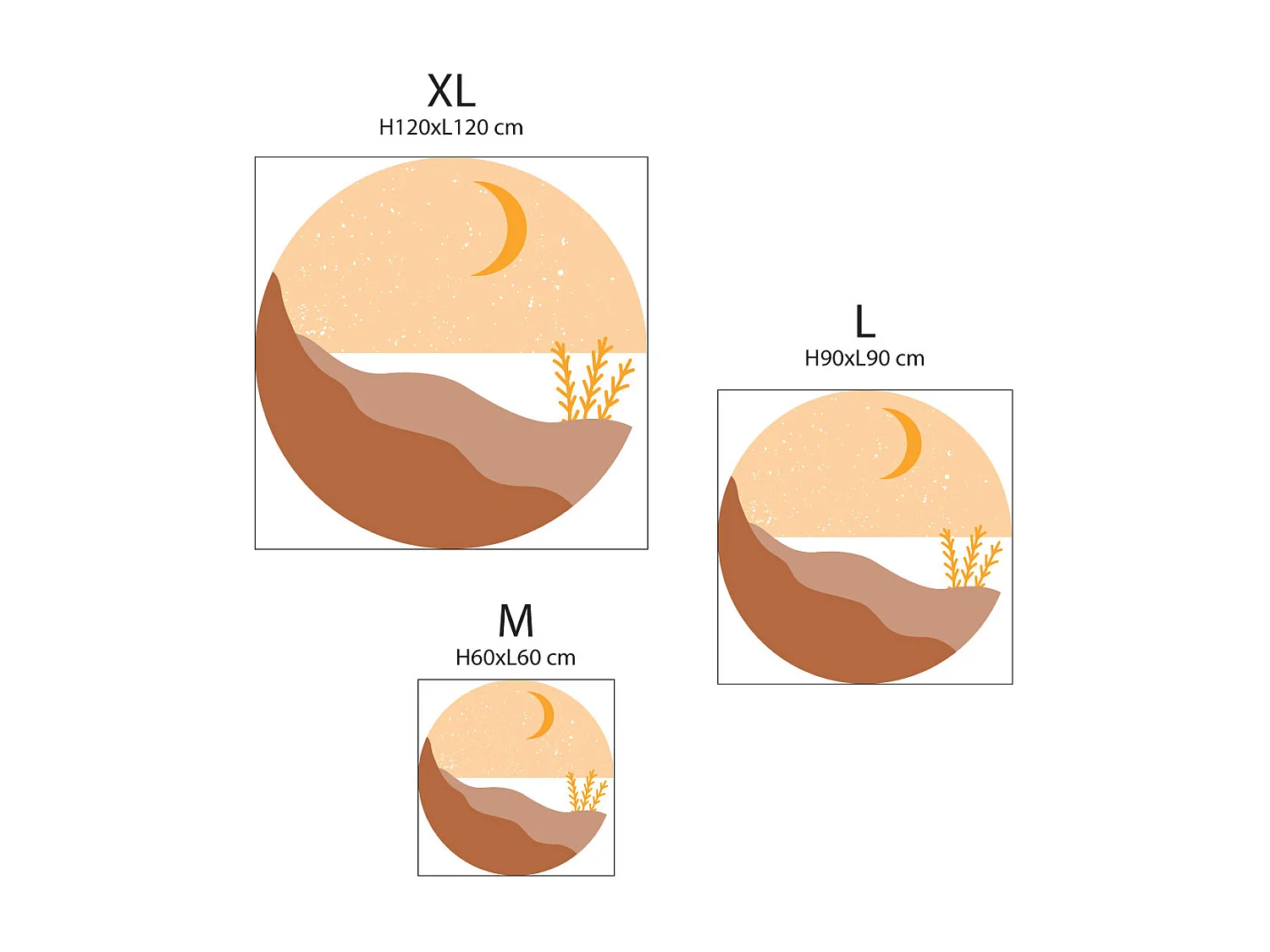 Papier peint intissé pré-encollé fresques géantes - ROND BORD DE MER BEIGE - 90x90cm