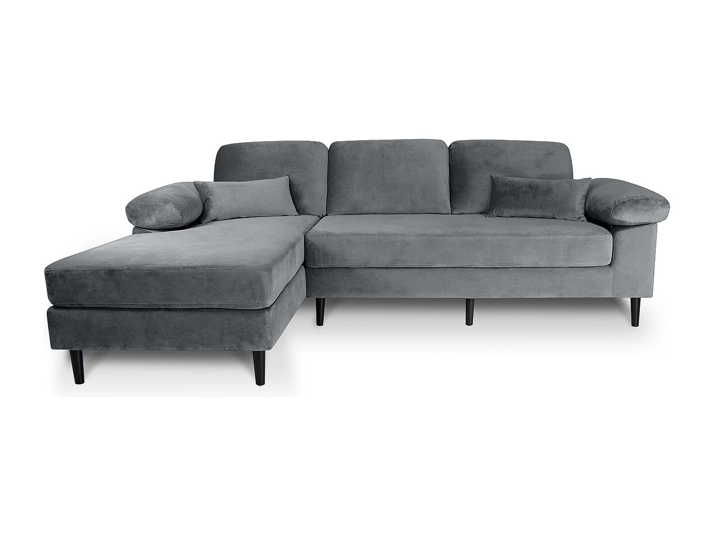 Divano angolare 3 posti con chaise longue sinistra velluto grigio - Washington
