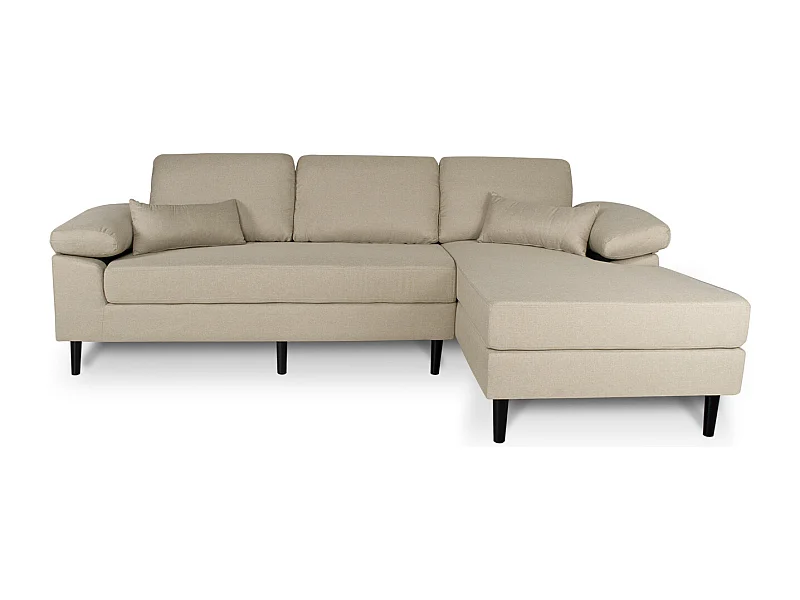 Divano angolare 3 posti con chaise longue destra tessuto beige - Washington